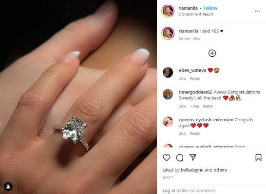 Ria Sommerfeld's post on her Instagram about getting engaged.
